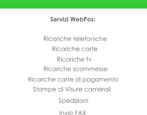 ricariche telefoniche, carte, tv 
